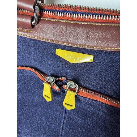 Kipling Crossbody Handbag Tote Purse Navy With Yellow Accents EUC - Picture 3 of 16